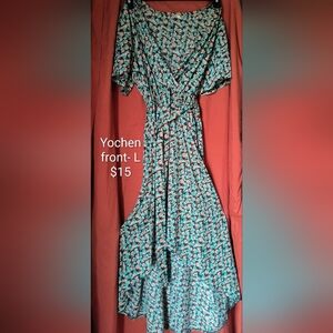 Floral Button-Front Maxi Dress in Teal & Pink